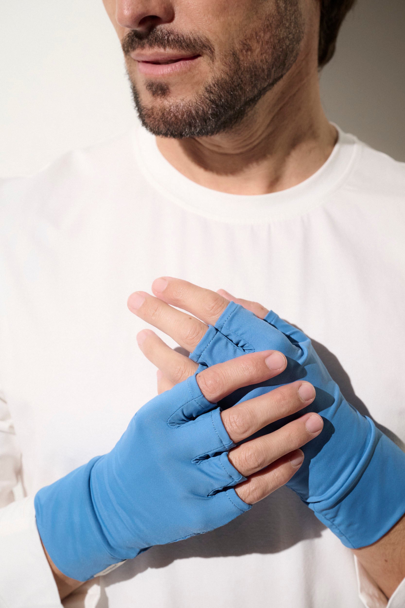handschuhe offen UV Fingerlose Handschuhe Herren Blau, Gobi, UPF 50+– Ker Sun Österreich