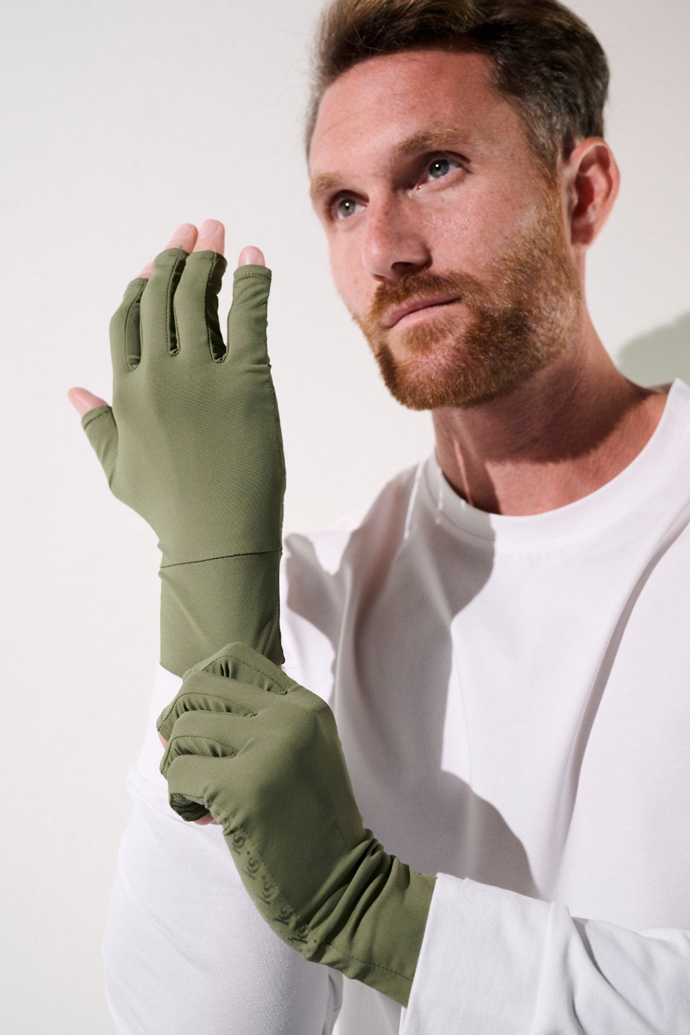 halbe handschuhe UV Fingerlose Handschuhe Herren Grün, Mojave, UPF 50+– Ker Sun Österreich