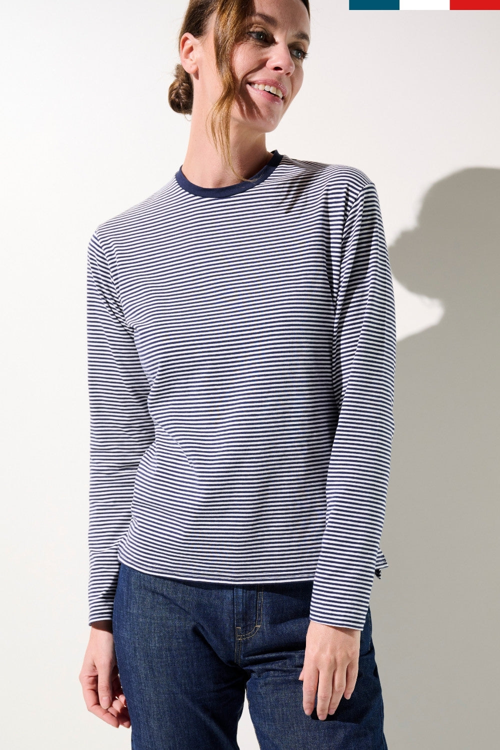 T-shirt anti-UV - La Rochelle rayé pour femme, manches longues, UPF 50+, léger et confortable pour la vie quotidienne.