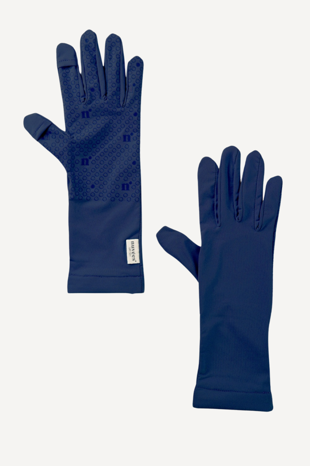 Gants anti-UV en bleu marine, légers et confortables, UPF50+, idéaux pour activités en extérieur.