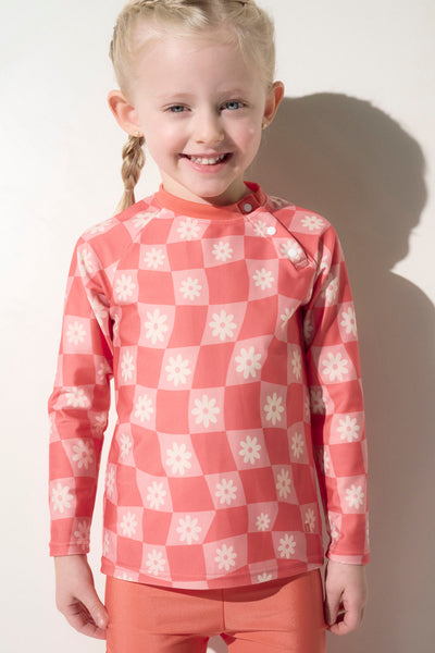 Kid's White Pink UV Swim Shirt, Samoa, UPF 50+– Ker Sun