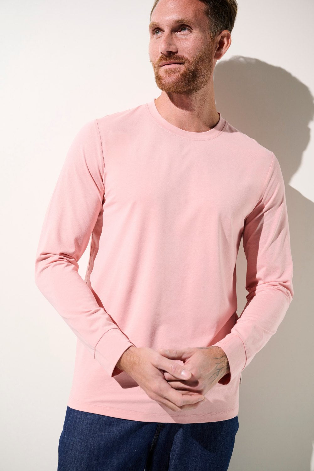 Men's Pink UV Protective Long-Sleeve T-Shirt, Saint-Malo, UPF 50+
