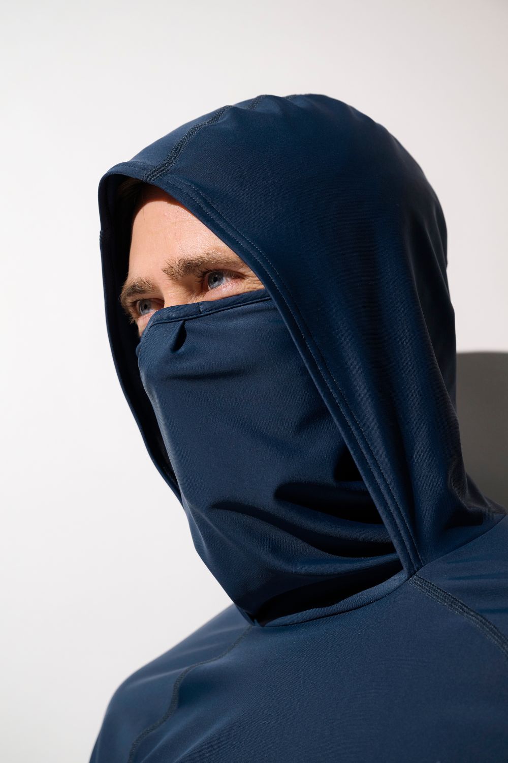 Men's Blue UV Protective Short-Sleeve Hooded Swim Shirt (Rashguard