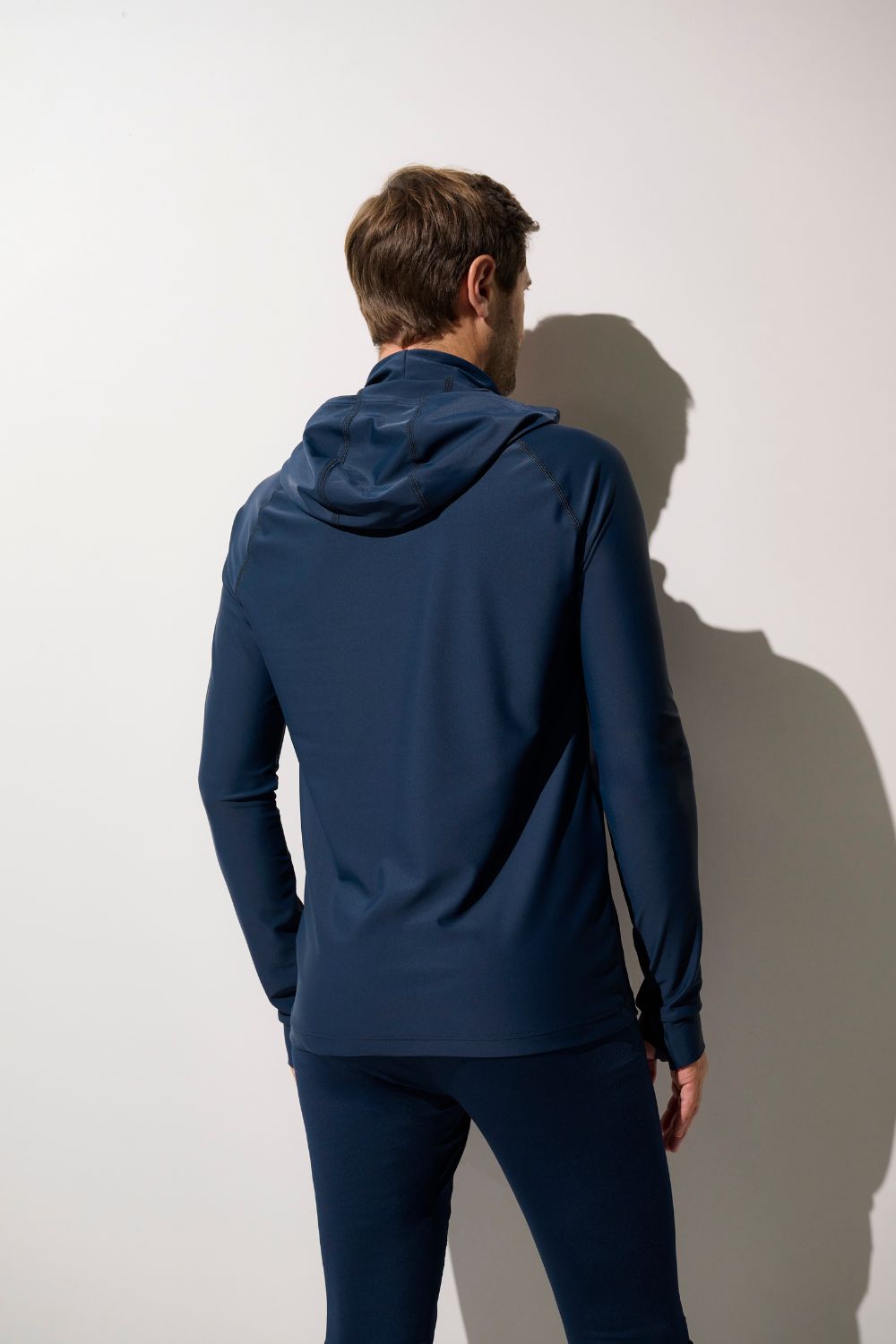 Men's Blue UV Protective Short-Sleeve Hooded Swim Shirt (Rashguard