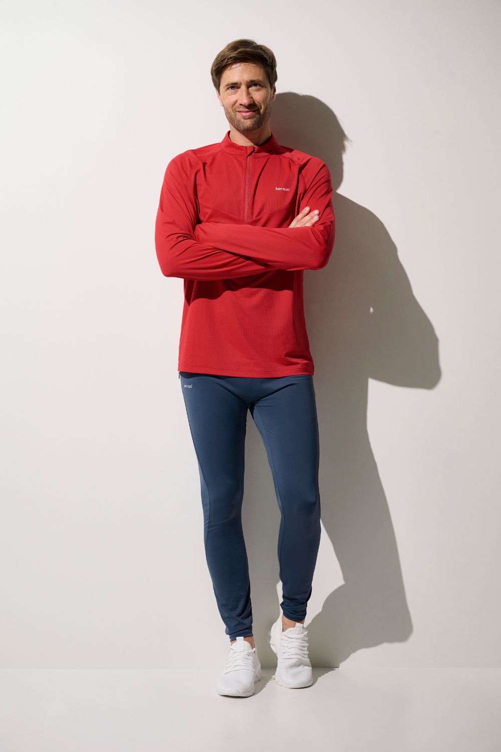 T-shirt zippé anti-UV - Boston rouge pour homme, léger et respirant, idéal pour activités sportives à l'extérieur.