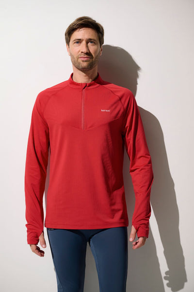 T-shirt zippé anti-UV - Boston rouge pour homme, léger et respirant, idéal pour activités sportives en plein air.