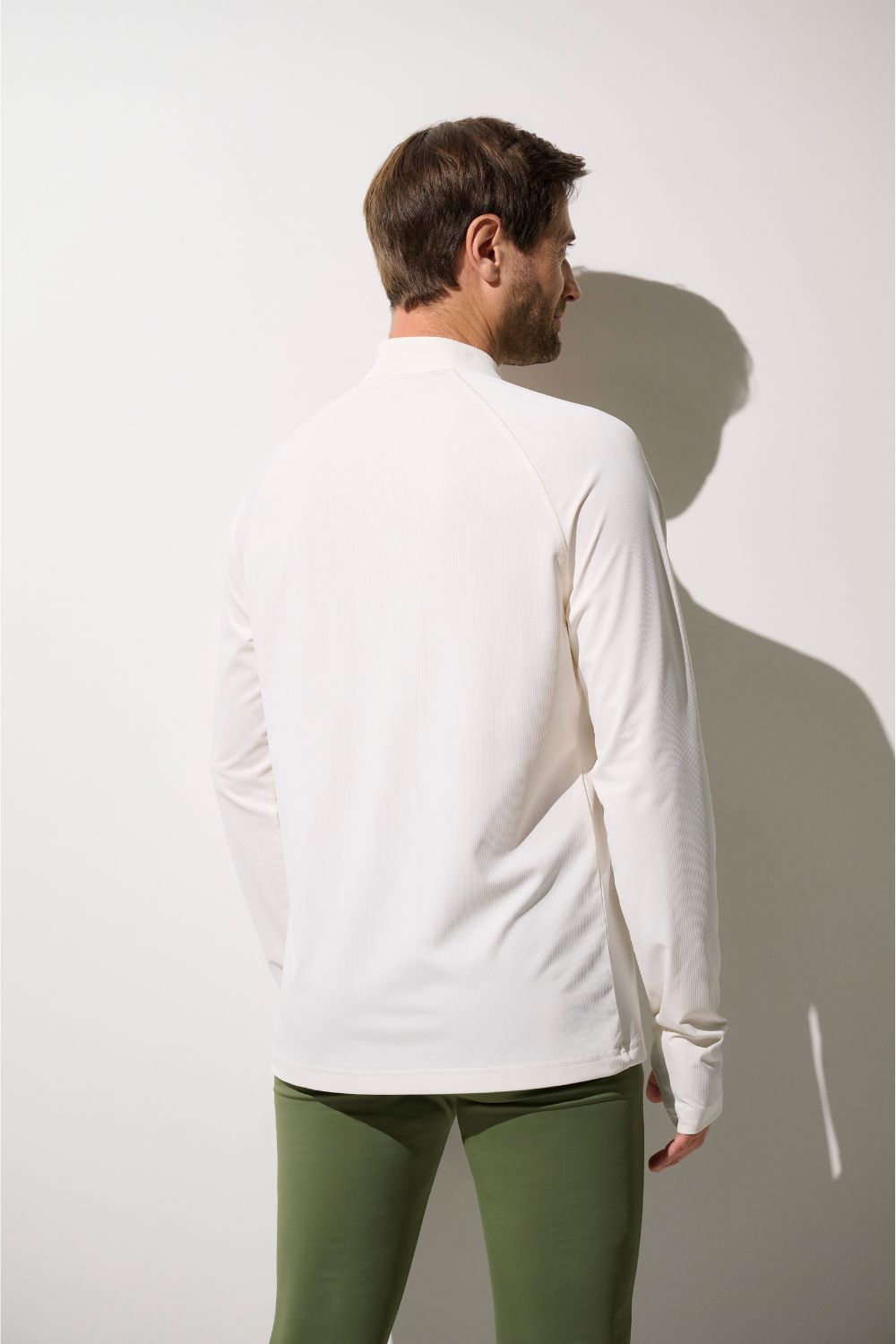 Men's White UV Protective Long-Sleeve Zip-Up Sports T-Shirt