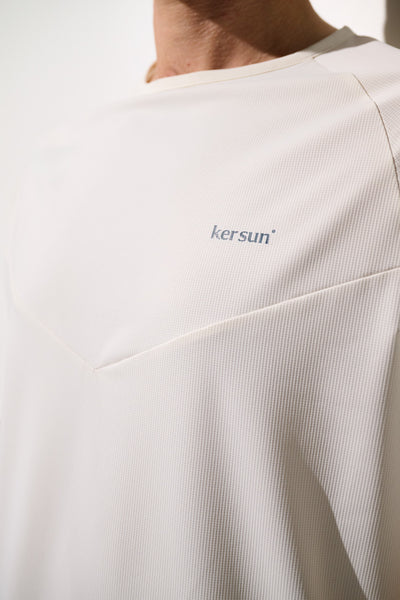 T-shirt anti-UV blanc Ker Sun pour homme, léger, respirant, offrant protection solaire UPF 50+.