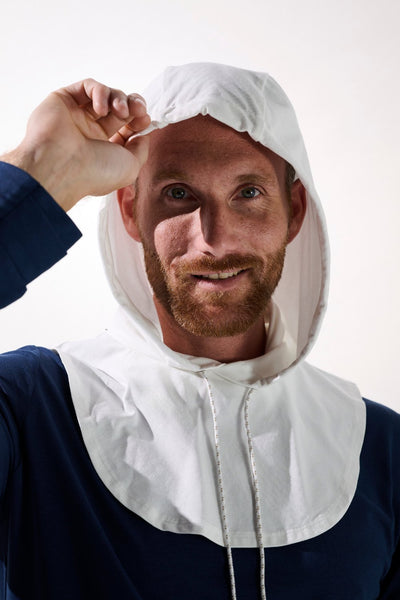 Capuche anti-UV Mojave blanche pour homme, protection solaire UPF 50+ pour activités quotidiennes.