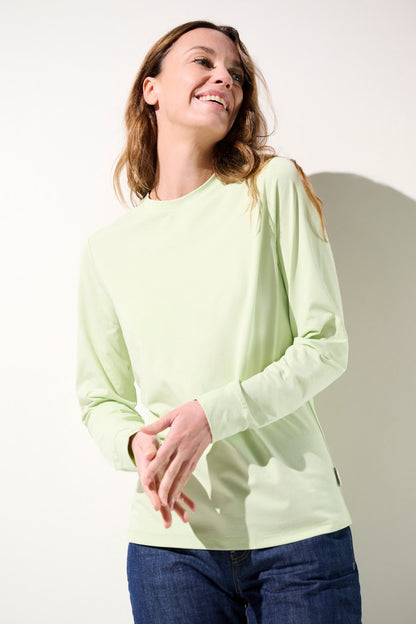 T-shirt anti-UV - Saint-Malo vert clair pour femme, léger et respirant, idéal pour activités extérieures.