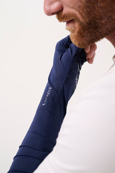 Mitaines à manches anti-UV Mojave pour homme, couleur marine, offrant protection solaire UPF 50+.