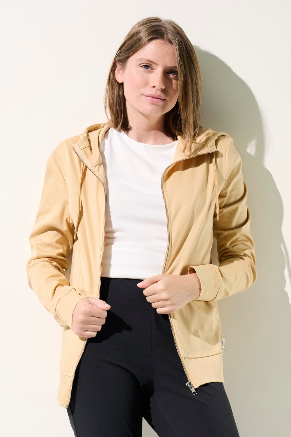 Women's Beige UV Protective Hoodie, Saint-Malo UPF 50+– Ker Sun USA