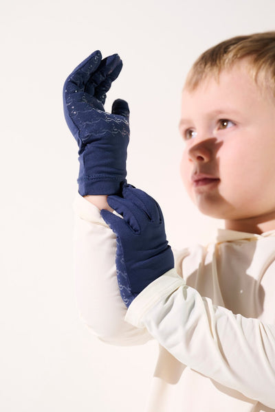 Gants anti-UV - Mojave, bleus pour enfant, offrant protection solaire UPF 50+ et confort pour jouer au soleil.
