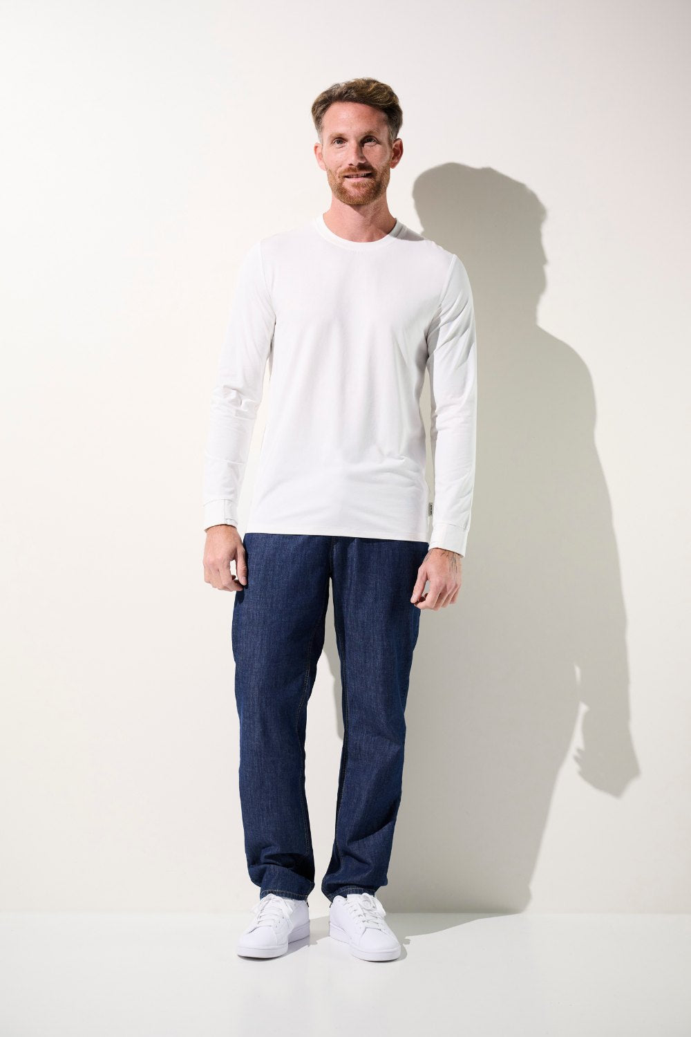 Men's White UV Protective Long-Sleeve T-Shirt, Saint-Malo, UPF 50+