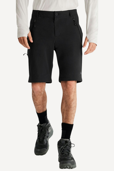 Shorts anti-UV noirs pour homme, légers et stretch, parfaits pour les activités en extérieur avec protection solaire UPF 50+.