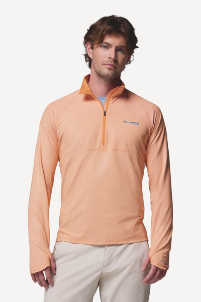 Sweat-shirt anti-UV Summit Valley Hoodie pour homme, léger et respirant en couleur pêche, protection solaire UPF 50+.