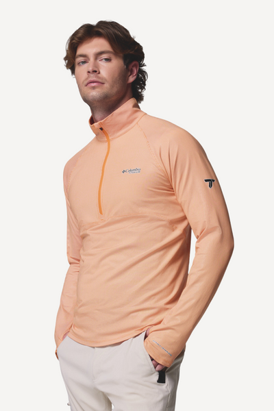 Sweat-shirt anti-UV Summit Valley Hoodie en orange pour homme, léger et respirant avec protection solaire UPF 50+.