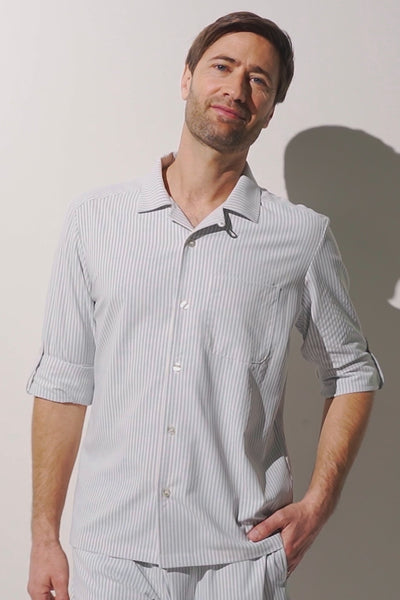 Chemise anti-UV - Sylt pour homme, légère et respirante avec rayures, parfaite pour la protection solaire.