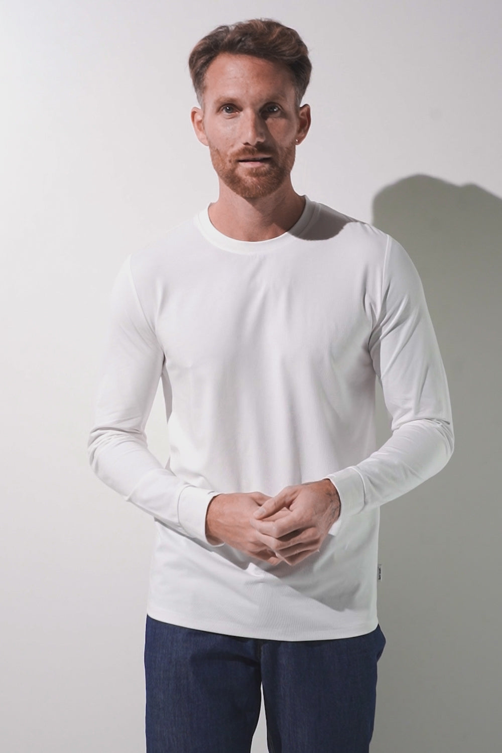 トップス YILON DESING UV PARKER white Men's White UV Protective Long-Sleeve T-Shirt, Saint-Malo, UPF 50+