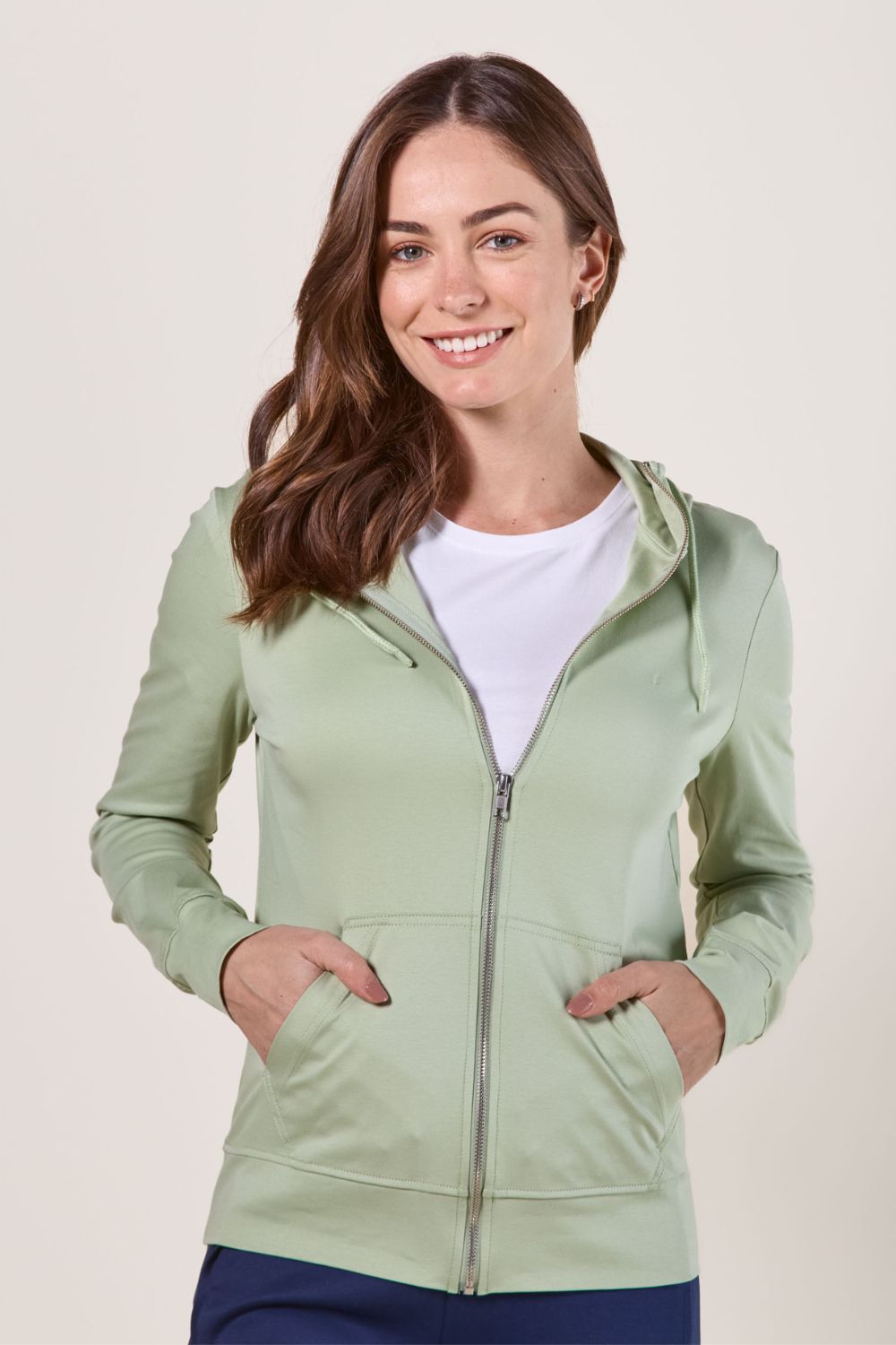 Women's UV hoodie with zip - Fresh Grass - Nuvées