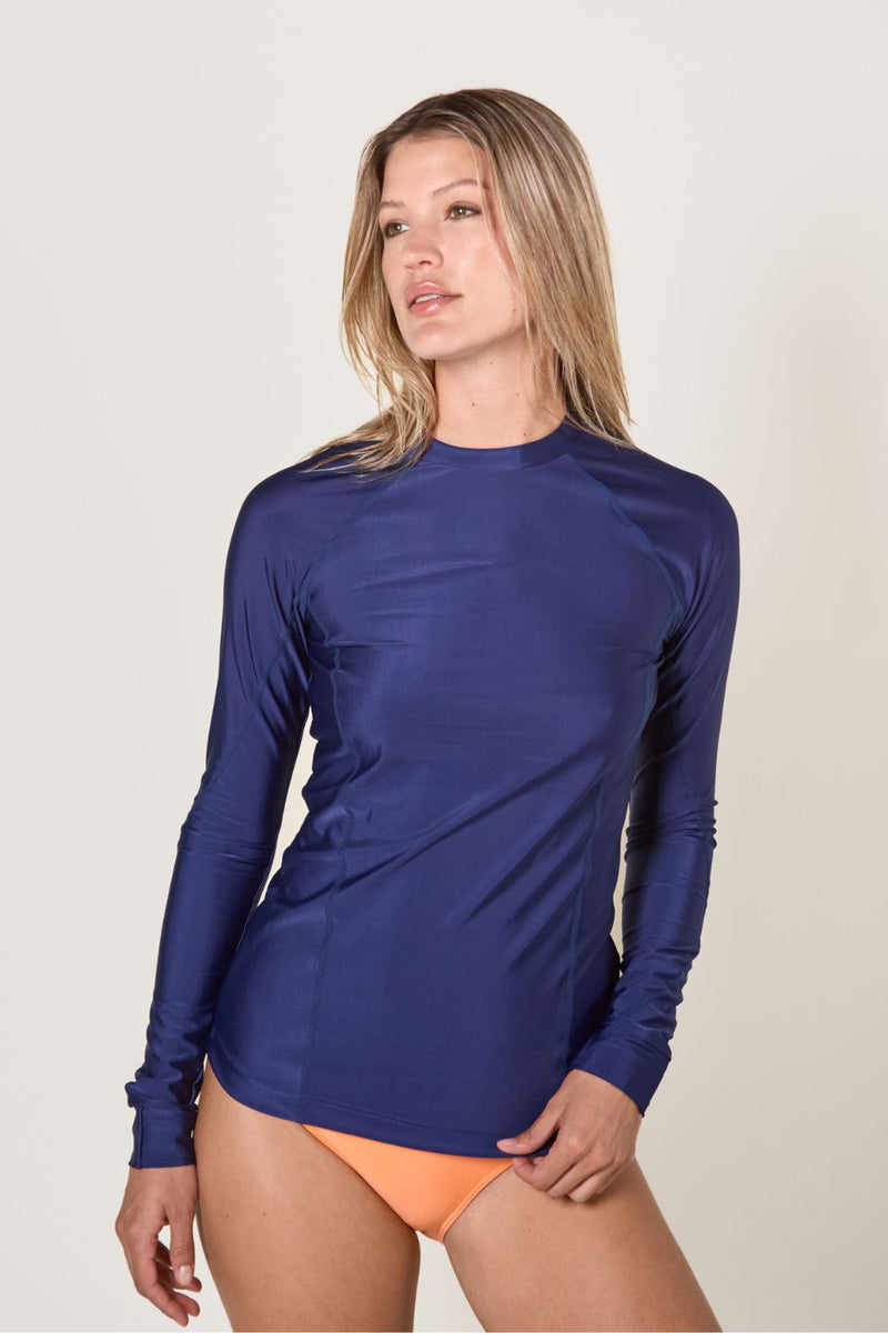 Women's long-sleeved UV Swim Shirt - Ocean Blue - Nuvées – KER SUN